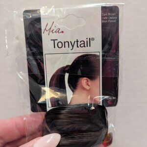 Mia Tonytail Dark Brown Brunette Hair Ponytail band faux hair